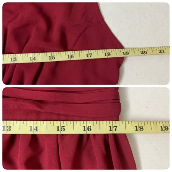 Ever Pretty Double V Neck Chiffon Semi Formal Evening Gown Sz 18 Burgundy - Picture 9 of 10